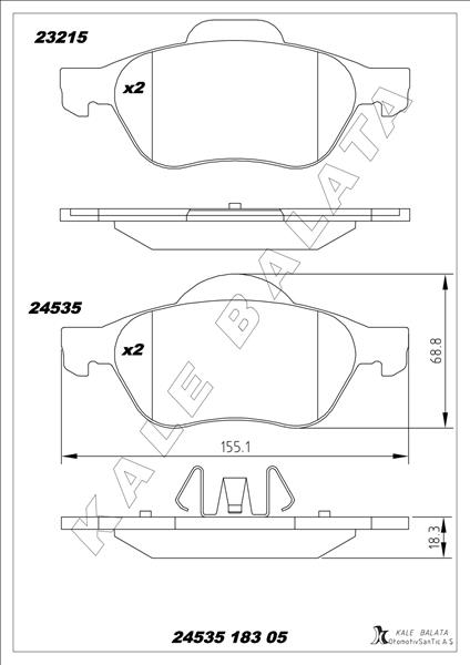ÖN BALATA MEGANE II 02> SCENIC II 02> CLIO I - KALE - OEM 410601237R