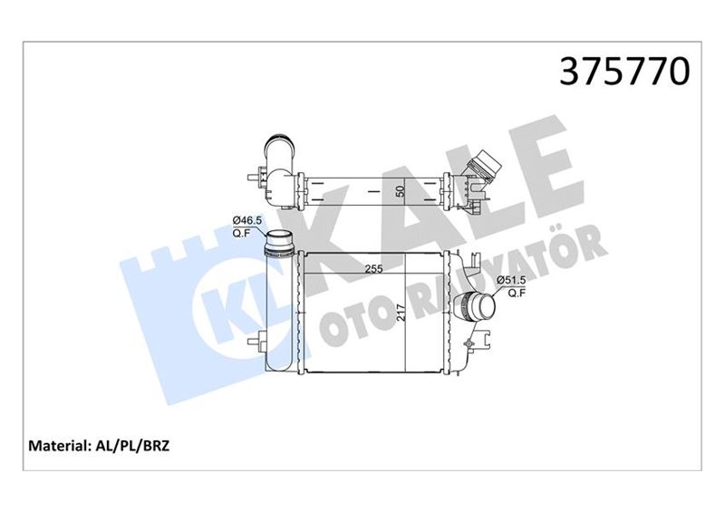 TURBO RADYATÖRÜ (INTERCOOLER) RENAULT CLIO V 1.0TCE 20=>NISSAN MICRA V (BRAZING) (255x217x50) - KALE - OEM 144966668R