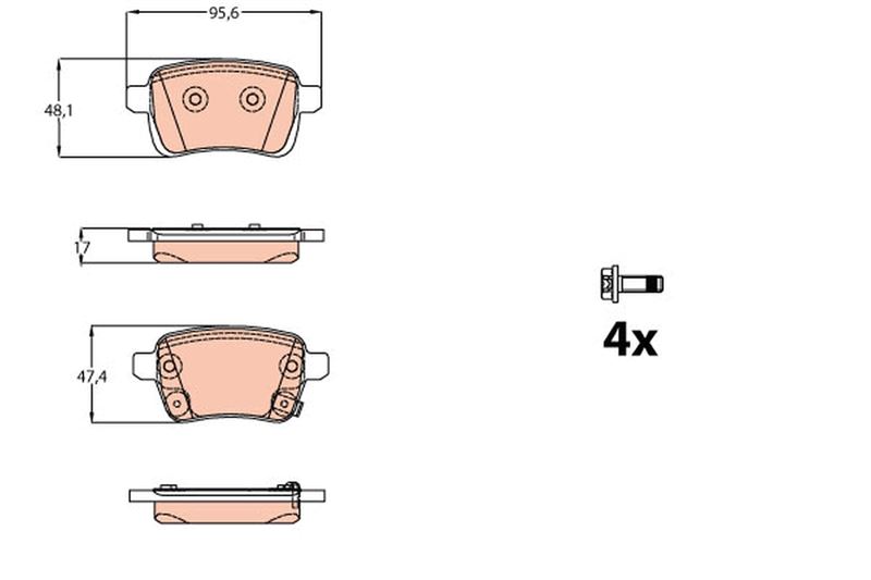 ARKA FREN BALATASI FIAT 500L 12> - TRW - OEM 77367914