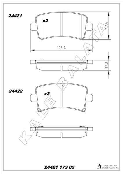 ARKA FREN BALATASI INSIGNIA A 08>17 SAAB 9.5 10 - KALE - OEM 39021482
