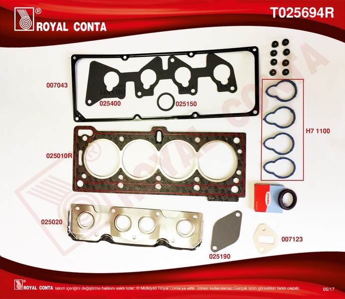 MOTOR TAKIM CONTASI R19-SOLENZA-CLIO-KANGOO-MEGANE 1.4/1.6 8V (K7J-K7M)( REINZ VE CORTECO KECELI LASTIKLI) - ROYAL - OEM 7701468710