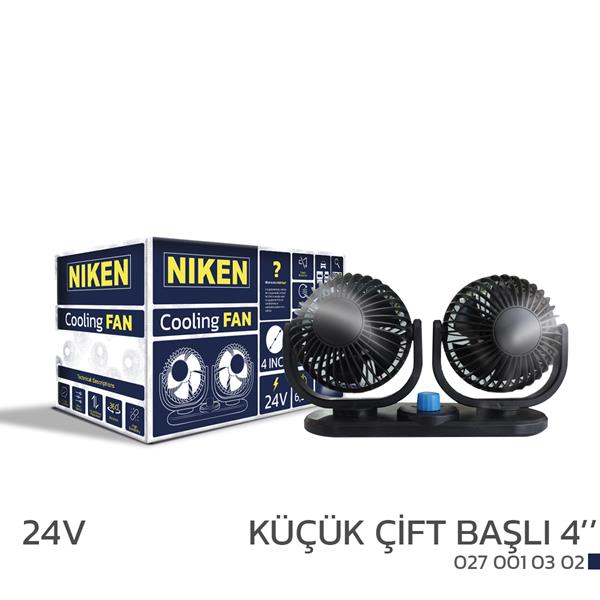 ARAÇ VANTİLATÖRÜ KÜÇÜK ÇİFT BAŞLI 24V 4 İNÇ - NIKEN