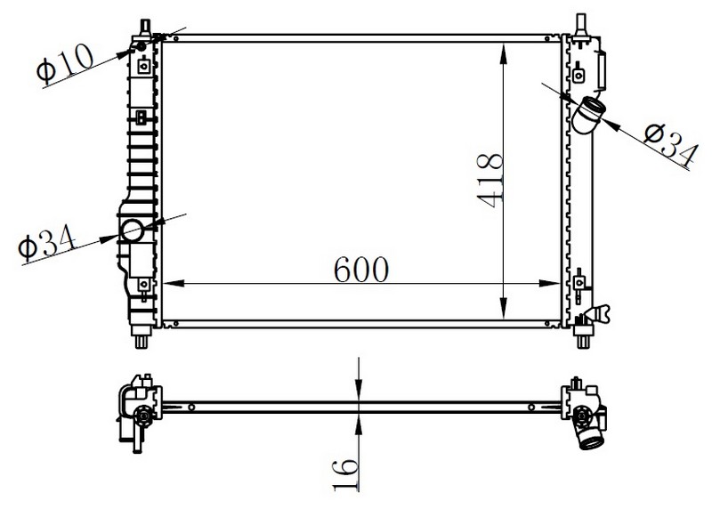 MOTOR SU RADYATORU BRAZING KALOS/ AVEO 1.2I/1.6I 05-> 600×418X16 MANUEL SANZUMAN - ORIS - OEM 95227751