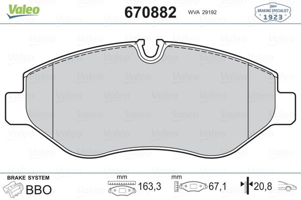 FREN BALATASI ON MERCEDES W639 W447 B906 . VW CRAFTER 30-35-50 - VALEO - OEM A0044208320