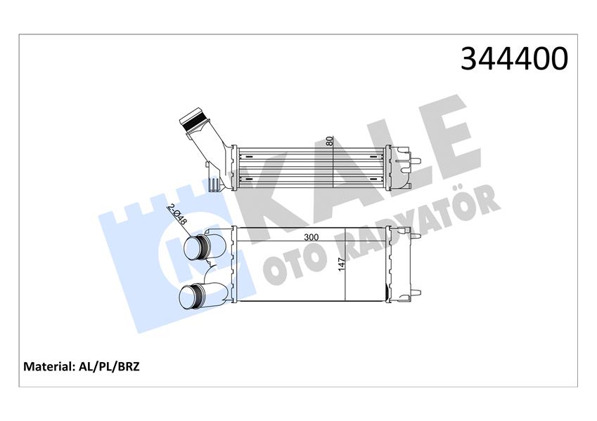 TURBO RADYATÖRÜ (INTERCOOLER) PARTNER 08>BERLINGO 08> 1.6 HDI (AL/PL/BRZ) (300x147x76) - KALE - OEM 0384.L9