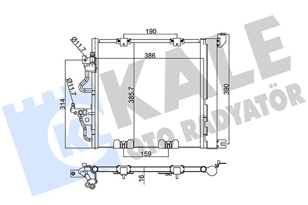 KLIMA RADYATORU ASTRA H (L48)-ZAFIRA B (A05) (AL/AL) (405X385X18) (KURUTUCU ILE) - KALE RADYATOR - OEM 93178961