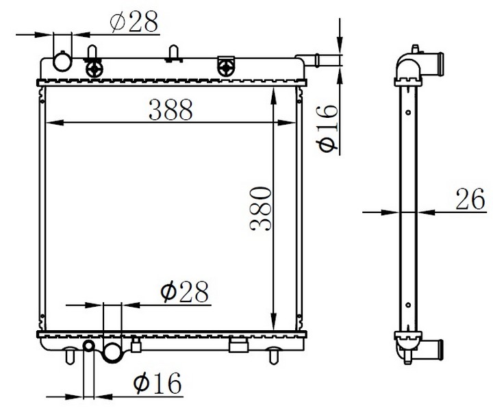 MOTOR SU RADYATORU BRAZING C3 1.4I 02> 380×388X26 OTOMATIK SANZUMAN - ORIS - OEM 1330C1