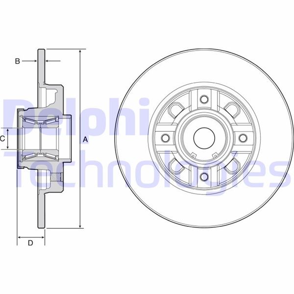 FREN DISKI ARKA (4D 249MM) RULMANLI 308 07- - DELPHI - OEM 424966