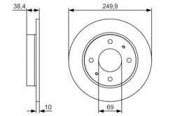 Fren Diski Arka Düz-(250-4)-(Mitsubishi Colt 1.5 Benzinli 04-10 / Smart Forfour 04 / 07)