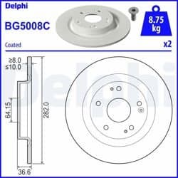 Fren Disk Arka Ø282-5-(Honda: Civic X 1.5 Rs 2017-Honda: Civic X 1.6 Dtec 2018 -)