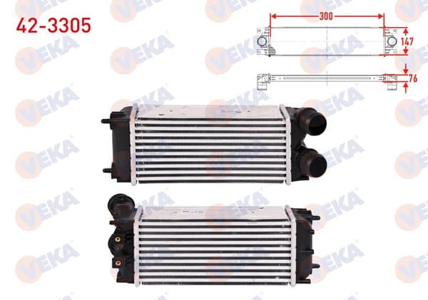 Turbo Radyatörü (Intercooler) Kısa Borulu Peugeot Partner Tepee 1.6 HDI 2008 -