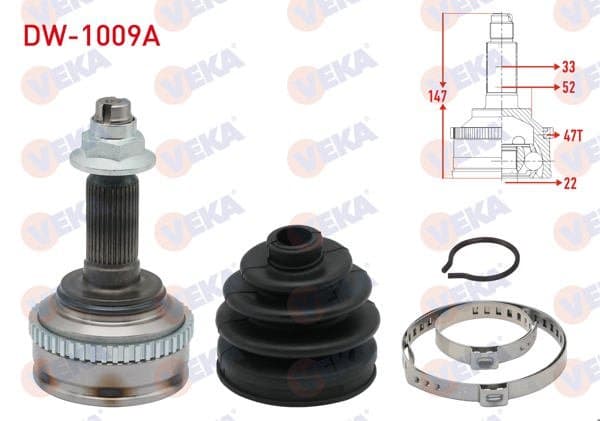 Aks Kafası Sol-Sağ On Dıs Chevrolet Lacetti (J200) 1.4İ 16V ABS li 47 Dıs 33X22x52 Uzunluk 147mm 2006-2012