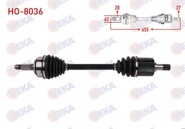 Komple Aks Sol Ön Uzunluk 655mm Honda Accord VII (Cl) 2.0 16V 2003-2008