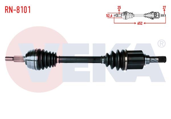 Komple Aks Sol Ön Uzunluk 652mm Dacia Duster 1.5 DCI 4X4 2012 -