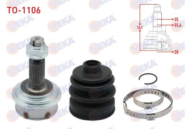 Aks Kafası Sol-Sağ On Dıs Toyota Yaris (P9) 1.0 Vvt-I 26X20x55,6 Uzunluk 142mm 2006-2010