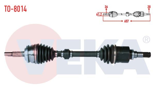 Komple Aks Sol Ön Uzunluk 657mm Toyota Corolla, Auris (Nze18, Zre18) 1.6 Vvt-I M-T 2012 -