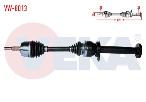 Komple Aks Sağ On Volkswagen Transporter V (7Ha,7Hh,7Ea,7Eh) 2.5 TDI Uzunluk 871mm 2003-2011