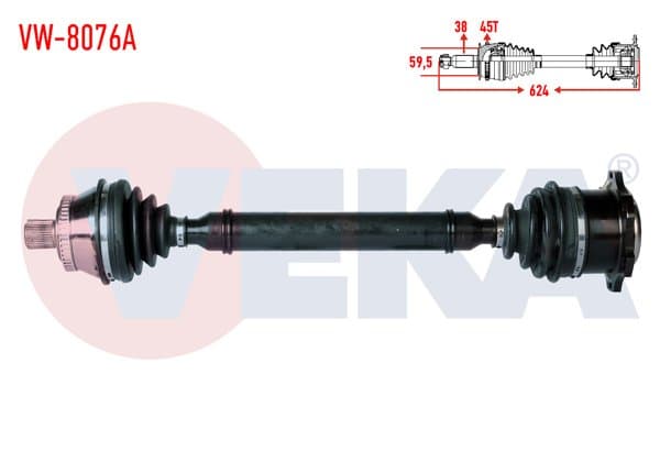 Komple Aks Sağ On Volkswagen Passat (3B3) 2.5 TDI ABS li 45 Dıs M-T Uzunluk 624mm 2000-2005