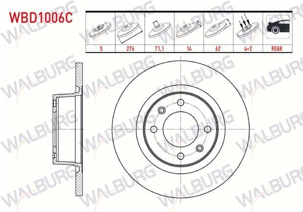 Fren Diski Arka Düz Kaplamalı 4 Bjn 276X14x71,1X62 Citroen C5 I (Dc) 2.0-2.0 HDI 2001-2004 / C5 II (Rc) 1.6 HDI-2.0 HDI-1.6 Thp 2004-2008 /