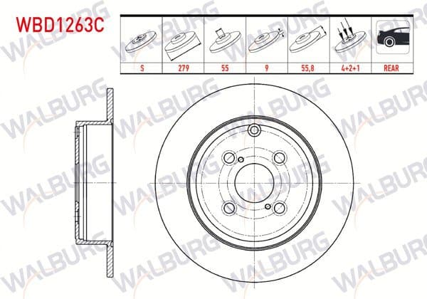 Fren Diski Arka Düz Kaplamalı 4 Bjn 279X9x55x55,8 Toyota Corolla (_E12_) 1.4 D-4D 2002-2007 / Corolla 2.0 D 2002-2007 / Corolla 2.0 D-4D 2002-2007