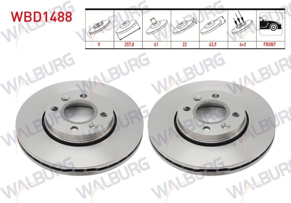 Fren Diski Ön Havalı 4 Bjn 257,8X22x61x43,9 Renault Clio IV 0.9 TCE-1.2 16V-1.5 DCI 2012-/ Kangoo 1.5 DCI 2008-/ Captur 0.9 TCE-1.2 16V-1.5 DCI 2013-/ Dacia Dokker-Lodgy 1.5 DCI 2012-