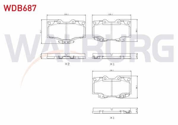 Fren Balata Ön Toyota Hı-Lux Pick Up (_N_) 2.4 D 1983-2005 / Hı-Lux Pick Up (_N_) 2.5 D 1983-2005 / Land Cruiser 80 (_J8_) 4.2 D 1990-1997 / Land Cruiser 90 (_J9_) 3.0 D 1996-2002