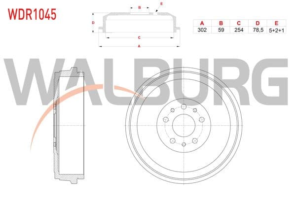 Fren Kampanası Arka 5 Delik 302X59x254x78,5 Fiat Doblo 1.3 Mjt-1.6 Mjt 2010 -