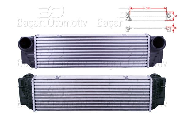 Turbo Radyatörü (Intercooler) 550X157x80 BMW F10 5.18D 5.20D 5.20D Xd 5.25D 5.25D Xd 5.30D 5.30D Xd 5.35I 7.30D 7.30D Xd 7.40I 09 >