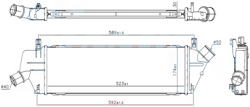 INTERCOOLER BRAZİNG INTERCOOLER A/M(523X174X30)MİCRA 1.5 DCİ 2002+ 96307 - ORIS - OEM 14461