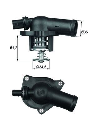TERMOSTAT VW-SKODA-SEAT-BORA-GOLF 94> (BAD 1.6 FSİ) - MAHLE - OEM 032121121M