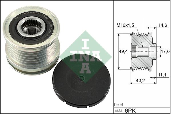ALTERNATÖR KASNAĞI ( RULMANLI )POLO-A4-A6-T6-AMAROK-GOLF6 1.6-2.0 TDI (CAGA-CDCA-CLHA-CLHB) - INA - OEM 045903119A