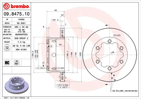 FREN DISKI ARKA MERCEDES SPRINTER B901>B904 . VW LT 28-35-46 CIFT TEKER - BREMBO - OEM A9044230312