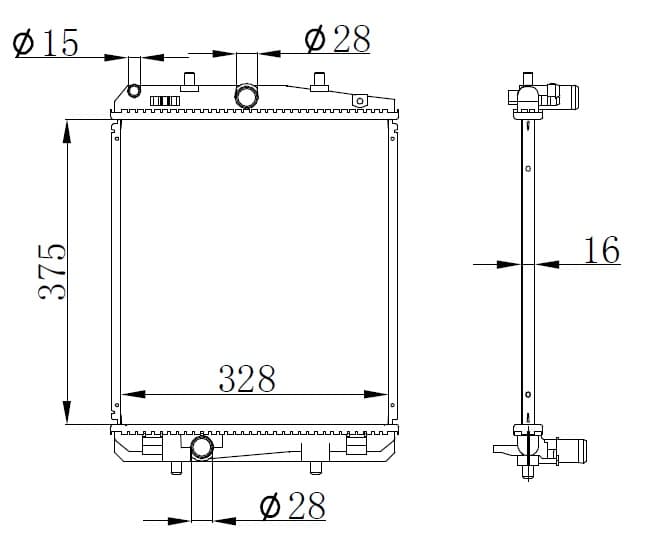 RADYATÖR BRAZİNG P107 1.4HDİ (MEK) (375x338x16)