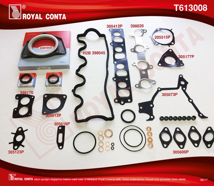 MOTOR TAKIM CONTA (REINZ.KEÇELİ+SKC`SİZ) DOBLO-PUNTO 1.9JTD(182.B9.00/188.A2.00)(4081111 MOT.İTİBARE - ROYAL