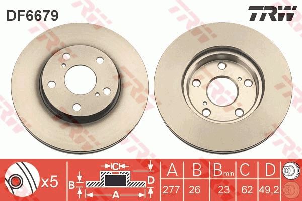 ON FREN DISKI AYNASI AURIS-COROLLA 1.4D 12> 5B 277MM - TRW - OEM 4351202330