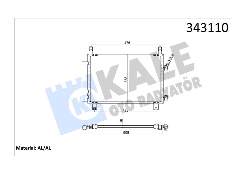 KLİMA RADYATÖRÜ (KONDENSER) TOYOTA YARIS 1.0L 1KR- - KALE - OEM 884600D050