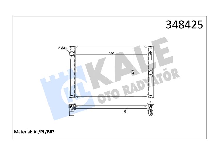 RADYATOR AURIS AURIS TOURING SPORTS COROLLA D4D 07=> (MT) AL PL BRZ - KALE - OEM 164000N060