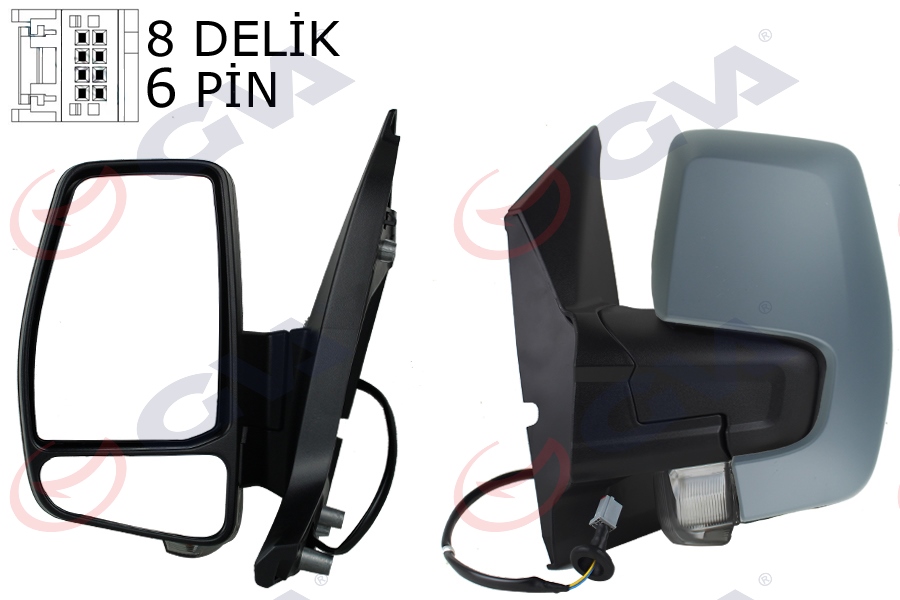 DIŞ DİKİZ AYNASI SOL TRANSİT CUSTOM V362 12>17 ELEKTİRİKLİ+ISITMALI+ASTARLI+SİNYALLİ - GVA - OEM BK21