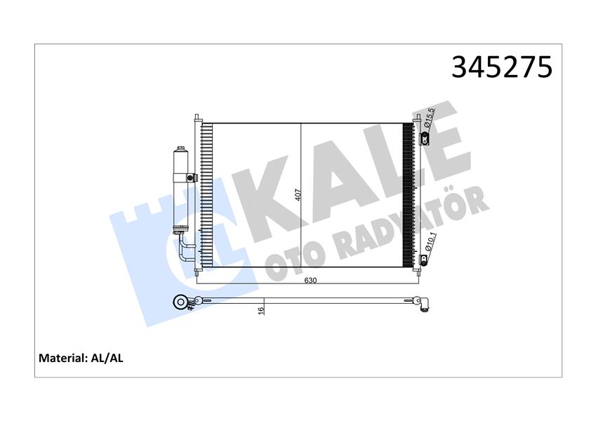 KLİMA KONDENSERİ NISSAN X-TRAİL (DİZEL-BENZİN) 07=> (642X388X16) (OTO.-MEK.) (AL/AL) - KALE - OEM 92100JG000
