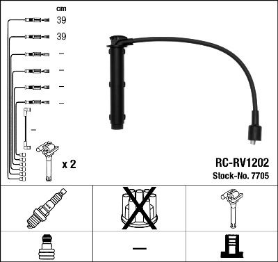 BUJİ KABLOSU ROVER 25 1.4 1.6 1.8 45 1.4 1.6 1.8 75 1.8 MG TF ZR ZS FREELANDER 1.8 98-06 RC-RV1202 - NGK - OEM GHT284