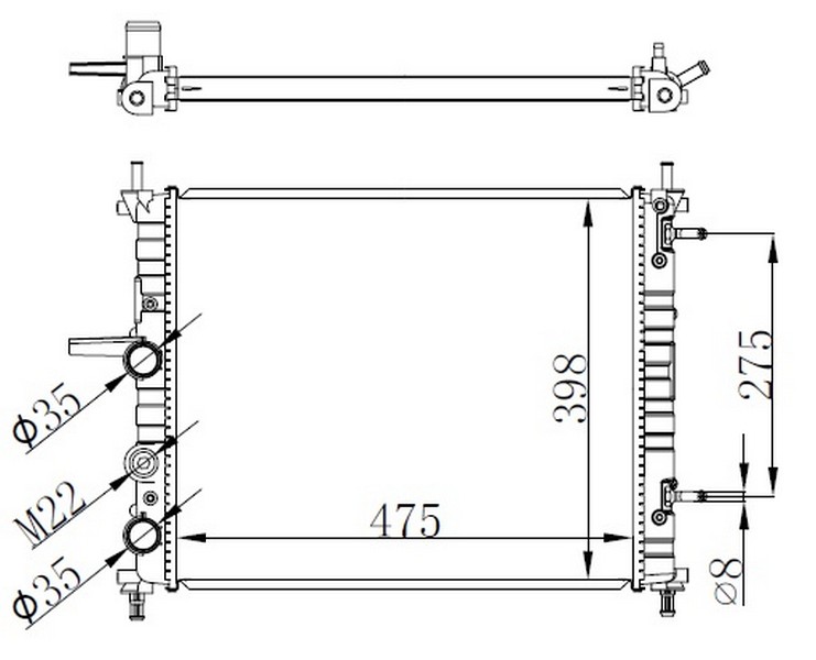 RADYATOR BRAVA BRAVO MAREA 1.6 16V (96 02) (AC+Otom.) (475x395x22) - ORIS - OEM 46535007