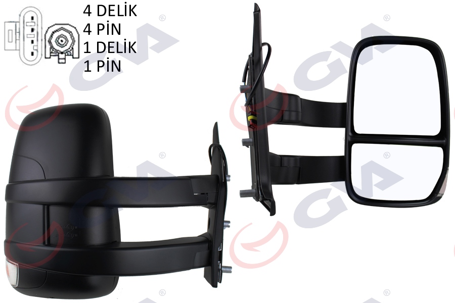 DIŞ DİKİZ AYNASI SAĞ DAILY 06> MEKANİK+UZUN KOL+SİNYALLİ+KONVEKS VM-6951R - GVA