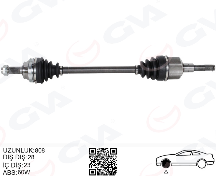 KOMPLE AKS ARKA SAĞ/SOL FREELANDER I L314 98>06 (808MM) - GVA - OEM TOB000110