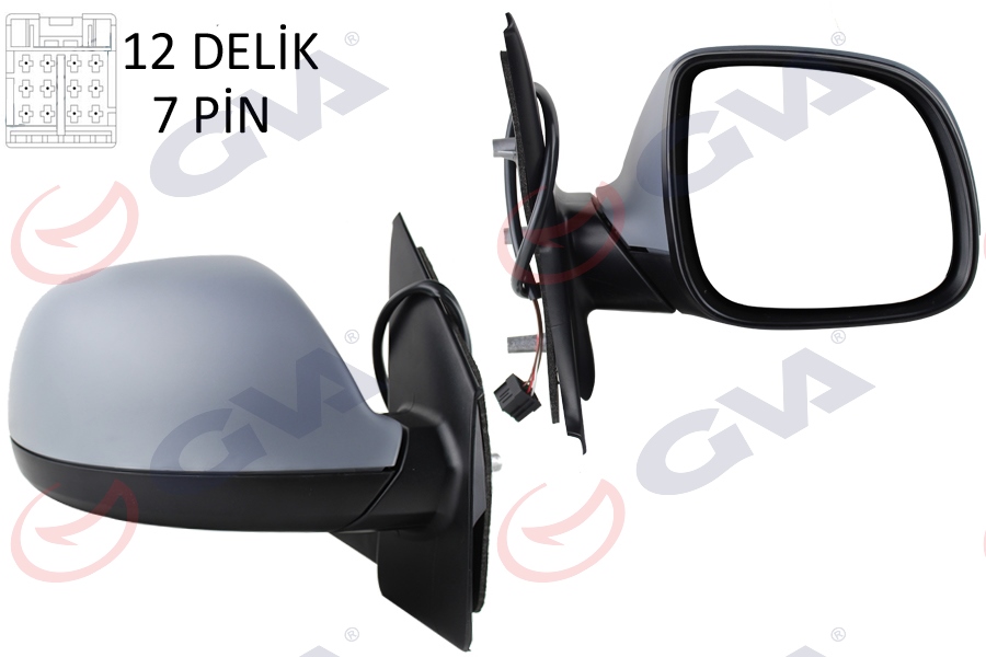 DIŞ DİKİZ AYNASI SAĞ TRANSPORTER T6 CARAVELLE 10> ELEKTRİKLİ+ISITMALI+KATLANIR+ASTARLI+KONVEKS 7 FİŞ VM-6196EBPR - GVA - OEM 7E1857508DA