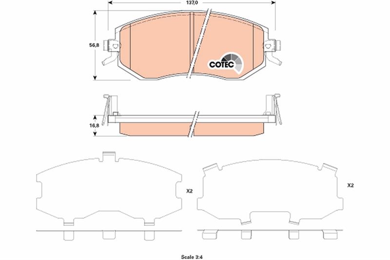 FREN BALATASI ON 138 mm SUBARU FORESTER 08- - TRW - OEM 26296SC000