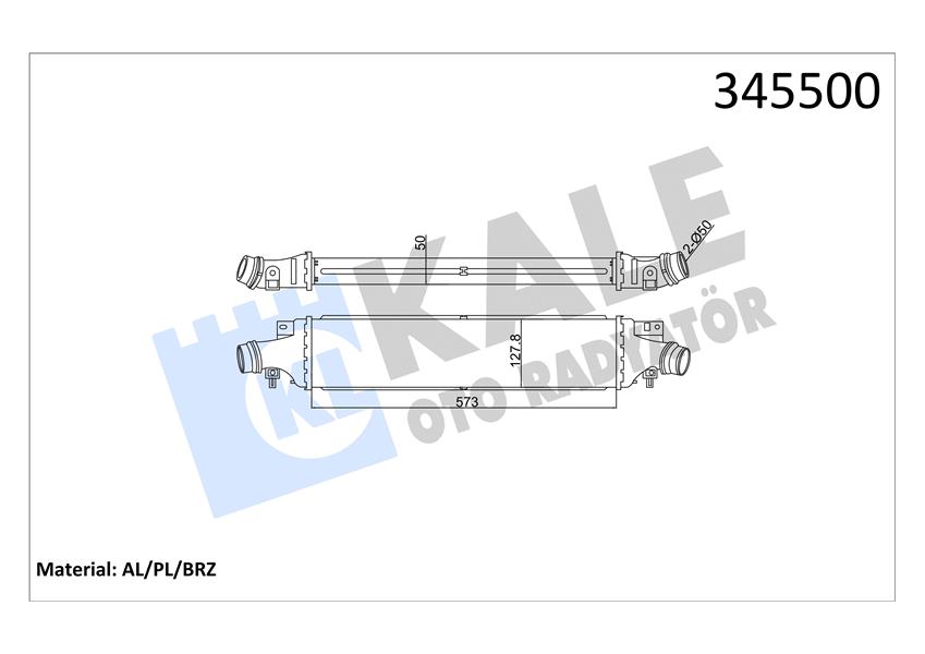 (x) TURBO RADYATÖRÜ (INTERCOOLER) CORSA D (AL/PL/BRZ) (572x127x50) - KALE - OEM 6302079