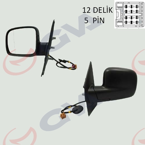DIŞ DİKİZ AYNASI SOL TRANSPORTER T5 MULTIVAN 04> ELEKTRİKLİ+ISITMALI+ASFERİK 5 FİŞ VM-373EHAL - GVA - OEM 7H1857507A9B9