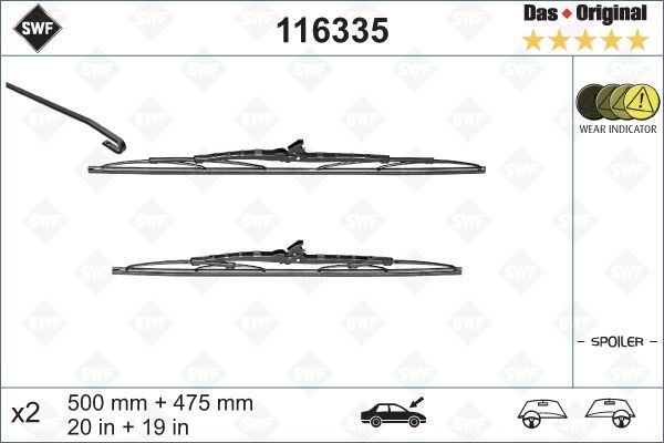(x) SİLECEK (SWF) 50+47.5cm SPOİLERLİ ASTRA F G 03/98=>) - VALEO - OEM SWF116335
