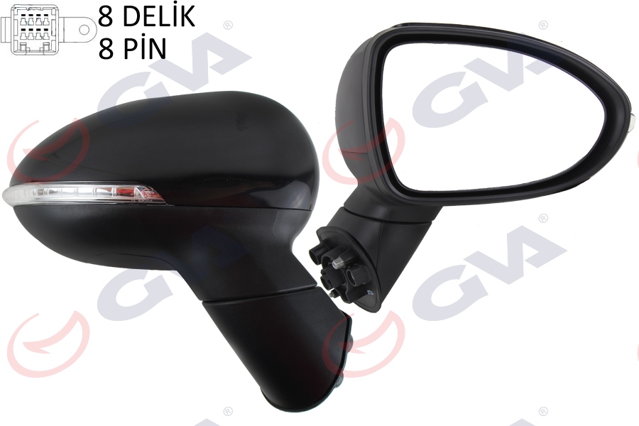 DIŞ DİKİZ AYNASI SAĞ RIO 13> ELEKTRIKLI+ISITMALI+KATLANIR+SİNYALLİ+KONVEKS 8 FİŞ VM-760NEBR - GVA - OEM 876101W050