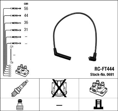 BUJİ KABLOSU HYUNDAI ACCENT 1.3L 4G13 95-99 / GETZ 1.3L SOHC 01-03 (RC-FT444) - NGK - OEM 2750122B00